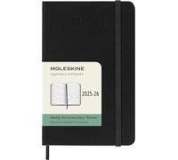 Moleskine Weekly Planner 2025-2026, Agenda Settimanale 18 Mesi, Agenda Orizzontale Con Copertina Rigida e Chiusura Elastica, Formato Pocket 9 x 14 cm Colore Nero
