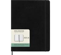 Moleskine Weekly Planner 2025-2026, Agenda Settimanale 18 Mesi Con Spazio per Note, Copertina Morbida e Chiusura Elastica, Formato XL 19 x 25 cm, Colore Nero