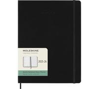 Moleskine Weekly Planner 2025-2026, Agenda Settimanale 18 Mesi Con Spazio per Note, Copertina Rigida e Chiusura Elastica, Formato XL 19 x 25 cm, Colore Nero