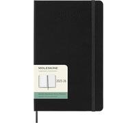 Moleskine 18 Monate Wochen Notizkalender 2025/2026, L/A5, 1 Wo = 1 Seite, Rechts linierte Seite, Fester Einband, Schwarz
