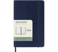 Moleskine 12 Monate Wochen Notizkalender 2026, Pocket/A6, 1 Wo = 1 Seite, rechts linierte Seite, Weicher Einband, Saphir