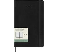 Moleskine 12 Monate Wochen Notizkalender 2026, Large/A5, 1 Wo = 1 Seite, rechts linierte Seite, Weicher Einband, Schwarz