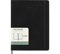 Moleskine 12 Monate Wochen Notizkalender 2026, XL, 1 Wo = 1 Seite, rechts linierte Seite, Weicher Einband, Schwarz