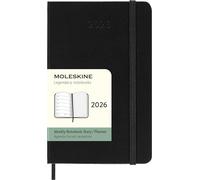 Moleskine 12 Monate Wochen Notizkalender 2026, Pocket/A6, 1 Wo = 1 Seite, rechts linierte Seite, fester Einband, Schwarz