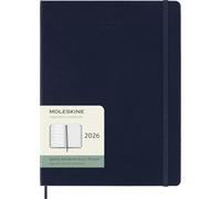 Moleskine 12 Monate Wochen Notizkalender 2026, XL, 1 Wo = 1 Seite, rechts linierte Seite, Fester Einband, Saphir