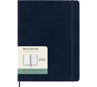 Moleskine Weekly Planner, Agenda Settimanale con Spazio per Note 12 Mesi 2025, Copertina Morbida e Chiusura Elastica, Colore Blu Zaffiro, Formato Extra Large 19x25 cm