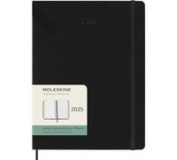 Moleskine Weekly Planner, Agenda Settimanale con Spazio per Note 12 Mesi 2025, Copertina Rigida e Chiusura Elastica, Colore Nero, Formato Extra Large 19x25 cm