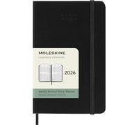 Moleskine 12 Monate Wochenkalender 2026, Pocket/A6, 1 Wo = 2 Seiten, vertikal, fester Einband, Schwarz