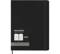Moleskine 12 Monate Pro Wochen Notizkalender 2026, Pro XL, 1 Wo = 2 Seiten, vertikal, Spalten für Notizen, fester Einband, Schwarz