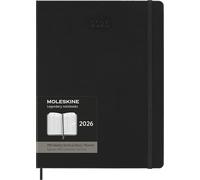 Moleskine 12 Monate Pro Wochen Notizkalender 2026, Pro XL, 1 Wo = 2 Seiten, vertikal, Spalten für Notizen, fester Einband, Schwarz