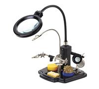 Molgar - Supporto per saldatore con lente di ingrandimento e pinze a coccodrillo