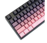 MOLGRIA Contour Line - Set di 98 copritasti personalizzati in PBT con profilo ciliegio, doppio colpo, con stampa a sud, per tastiera meccanica da gioco, layout ANSI (gradiente nero-rosa)