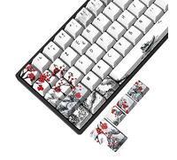 MOLGRIA Plum Blossoms Keycaps Set di 80 copritasti in PBT, con profilo ciliegio, per switch Cherry MX al 60/75%, tastiera meccanica da gioco ANSI/ISO, layout francese AZERTY