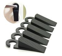 MOLHEM 5 pezzi fermaporta appendibile, cunei fermaporta in gomma resistenti per pavimento, paraurti murale nero fonoassorbente adatto per pavimenti ruvidi e assi