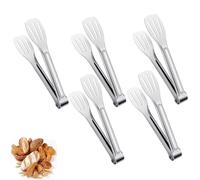 MOLHEM 5 pinze da cucina in acciaio inox per servire cibo da 17,8 cm, pinze da buffet, pinze per frittura, per pasta, insalata, barbecue, torte, feste a casa