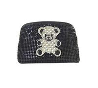 Moliabal - 957/A Pochette in Mesh metallico con Orsetto in cristalli color argento