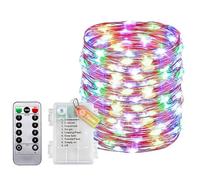 Molicar, Catena luminosa con filo, con timer e telecomando, piccola catena luminosa interna a batteria, 20 m, 200 LED, IP65 impermeabile, senza batteria, per camera da letto, matrimonio, Natale, feste