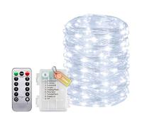 Molicar Catena luminosa con timer e telecomando, piccola catena luminosa interna con batteria, 20 m, 200 LED, IP65, impermeabile, senza batterie, per camera da letto, matrimonio, Natale, feste