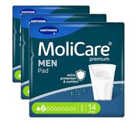 MoliCare MEN Pad 2 gocce Assorbenti Discreti per Incontinenza per Uomo, Protezione per Perdite Leggere, Sensazione di Asciutto Immediata, Protezione Avanzata della Pelle, Forma di Tasca, 14 Pezzi