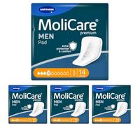 MoliCare MEN Pad 4 gocce Assorbenti Discreti per Incontinenza per Uomo, Protezione per Perdite Leggere, Sensazione di Asciutto Immediata, Protezione Avanzata della Pelle, Forma di Tasca, 14 Pezzi