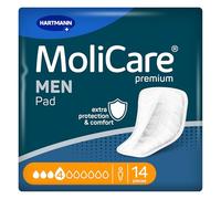 MoliCare MEN Pad 4 gocce Assorbenti Discreti per Incontinenza per Uomo, Protezione per Perdite Leggere, Sensazione di Asciutto Immediata, Protezione Avanzata della Pelle, Forma di Tasca, 14 Pezzi