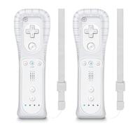 MOLICUI Wii - Telecomando per Wii, confezione da 2, con cinturino da polso e custodia in silicone, colore: bianco