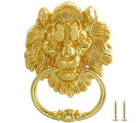 MOLIGOU Battente a forma di testa di leone, 15,2 cm, decorazione per porta d'ingresso, anello antico a forma di leone (oro)