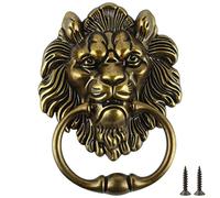 MOLIGOU Battente decorativo per porta anteriore da 15,2 cm, con testa di leone, maniglia ad anello per porta antica (bronzo antico)