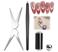 MOLILON Set di 5 magneti per unghie a forma di occhio di gatto, 2 in 1, a forma di forbice, per effetto punta francese, robusti magneti cilindrici con perline magnetiche per smalto gel, strumenti per