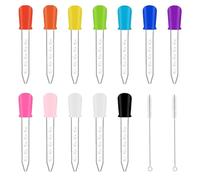 MOLIMOLI 12 pipette da 5 ml in plastica silicone e plastica per bambini con spazzole per stampi per caramelle e dispenser per alimenti per bambini. Sicuro e riutilizzabile.