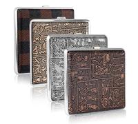 MOLIMOLI 4 portasigarette in Metallo, Scatola per 20 Sigarette, Pelle e Acciaio Inossidabile, 10x10x2 cm, con Fascia Elastica per l'apertura dei Pulsanti, Impermeabile, Regalo per Fumatori