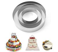 MOLIMOLI Anello per Torta, 3 Pezzi, tortiera Rotonda (10/15/20 cm) in Acciaio Inox - Anelli e cornici per Dolci, Torte, crostatine, confetture di Fragole