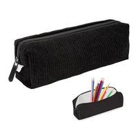 MOLIMOLI Astuccio in Velluto a Coste Nero, Astuccio per Adulti e Ragazze, Piuma Penale Piccola con Grande capacità per Scuola, Ufficio, Materiale in Velluto a Coste Resistente