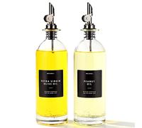 Molimoli Dispenser per Olio Cucina, Versatore Automatico, Bottiglia Sottile in Vetro per Cucina, Brocca per Olio d'Oliva, | Set di 2