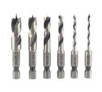 MOLIMOLI Set di Punte Einhell 6 Pezzi: con Gambo Esagonale da 1/4 di Pollice (6,35 mm) e portapunte, Punte Corta per Legno da 2,3-9,5 mm per Legno Duro/Legno tenero, Punta per centrare Drill Bit PRO