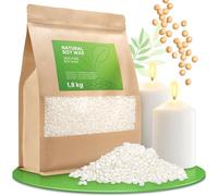 molinoRC 1,8 kg Cera di soia per Candele - Prima qualità - 100% Naturale, biodegradabile, Senza additivi - Combustione Pulita, Ideale per profumate - per stampi e Contenitore - Pratiche pastiglie