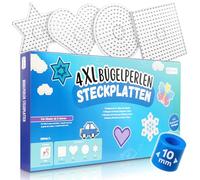 molinoRC 4 piastre di perline da stiro grandi per perline da 10 mm, set di piastre a incastro [quadrate, cerchio, stella, cuore] con fantastici modelli adatti a tutte le perline XL XXL Maxi, il regalo