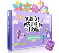 molinoRC Perline da stirare grandi 10 mm [confezione ricarica 1000 pezzi] - perline stirabili a fusione in 7 colori pastello - perline XL da stirare con ferro da stiro - dai 3 anni