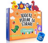molinoRC Perline da stirare grandi 10 mm [confezione ricarica 1000 pezzi] - perline stirabili a fusione in 7 colori intensi - perline XL da stirare con ferro da stiro - dai 3 anni