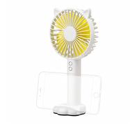 Molinter Mini ventilatore portatile da tavolo con USB, 1200 mAh, batteria silenziosa, con base rimovibile e supporto per cellulare e cavo USB (bianco)