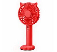 Molinter Mini ventilatore portatile da tavolo, portatile, con batteria da 1200 mAh, con base rimovibile e supporto per cellulare e cavo USB (rosso)
