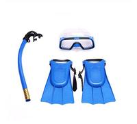 Molinter Set da snorkeling per bambini, maschera subacquea con boccaglio, pinne in silicone, per ragazzi e ragazze, attrezzatura da snorkeling (blu, pinne: 25-30)