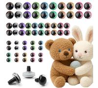 Molirex 60 occhielli di sicurezza per animali all'uncinetto, 12 mm/16 mm/20 mm, in plastica glitterata, occhi di sicurezza all'uncinetto, occhi a bottone con rondelle per animali di peluche, fai da te