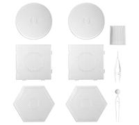 Molirex Piastre per perline da stiro da 5 mm, 6 pezzi con 2 quadrati, 2 esagonali, 2 rotondi e strumenti ausiliari, in plastica trasparente, per fai da te fatti a mano