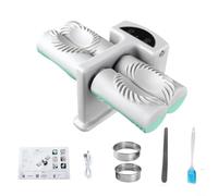 Moliuoly Macchina elettrica automatica per impasti con doppia testa per 2 dimensioni, robot da cucina per la produzione di gnocchi e involucri, materiale ABS+PP, grigio-verde, ricarica USB, ideale per