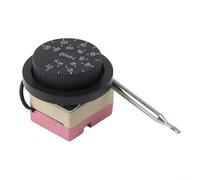 Moliuoly Regolatore di temperatura integrato 0 - 120 °C con sensore esterno, manopola in metallo e alloggiamento in PVC per condizionatori/ventilazione, cavo sensore da 1 m (campo di regolazione 0