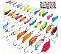 Moliuoly Set di 43 esche da pesca con ardiglione, metalliche, multicolore, ideali per pesca di fiume e acqua dolce, vari pesi (2,0 - 5,0 g) per una distanza di lancio ottimale
