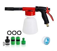 Moliuoly Set di cannoni in schiuma ad alta pressione per lavaggio auto, pressione regolabile 2,5-8 kg, portata fino a 15 m, tubo da giardino con contenitore grande