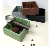 Moliuoly Stazione pressino per caffè in silicone, distributore antiscivolo e scatola per la preparazione di espresso, base trapezoidale stabile per strumenti barista, facile da pulire, nero (verde)