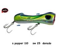 MOLIX S POPPER 110 COLOR.SW 25 DORADO VERDE 38 GR TOP WATER SPINNING MARE